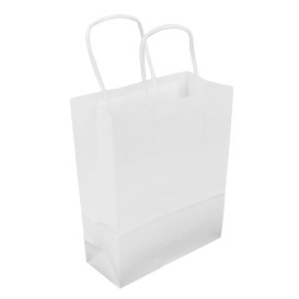 Buste Shopper in Carta Bianca 100g/m² 18+8x24cm (25 Pezzi)