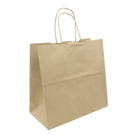 Buste Shopper in Carta Marrone 100g/m² 27+14x26cm (25 Pezzi)