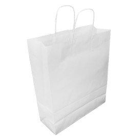 Buste Shopper in Carta Bianca 100g/m² 32+12x41cm (25 Pezzi)