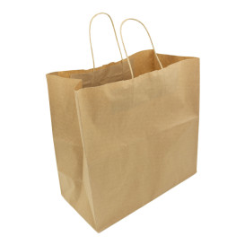 Buste Shopper in Carta Marrone 90g/m² 32+16x31cm (50 Pezzi)
