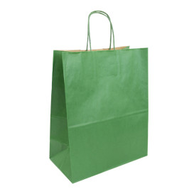 Buste Shopper in Carta Verde 80g/m² 26+14x32cm (250 Pezzi)