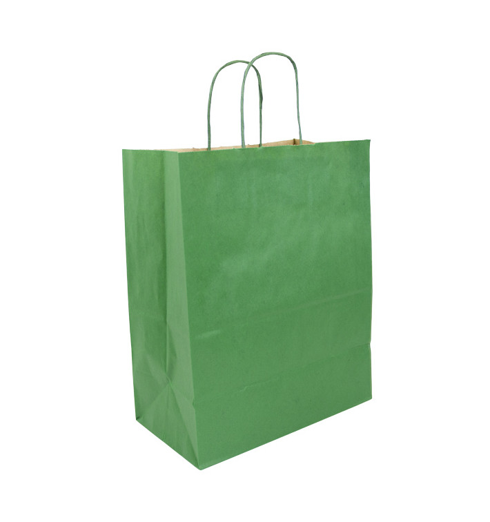 Buste Shopper in Carta Verde 80g/m² 26+14x32cm (50 Pezzi) Buste Shopper in Carta Verde 80g/m² 26+14x32cm (50 Pezzi)