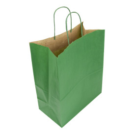 Buste Shopper in Carta Verde 80g/m² 26+14x32cm (50 Pezzi)