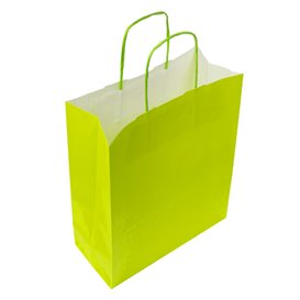 Buste Shopper in Carta Verde 100g/m² 22+9x23cm (250 Pezzi)