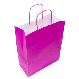 Sacchetto di carta fucsia con manici 100g/m² 22+9x23cm (200 unità)