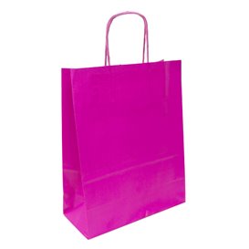 Sacchetto di carta fucsia con manici 100g/m² 22+9x23cm (200 unità)