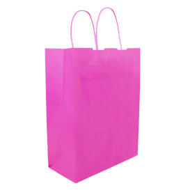 Buste Shopper in Carta Fucsia 100g/m² 25+11x31cm (200 Pezzi)