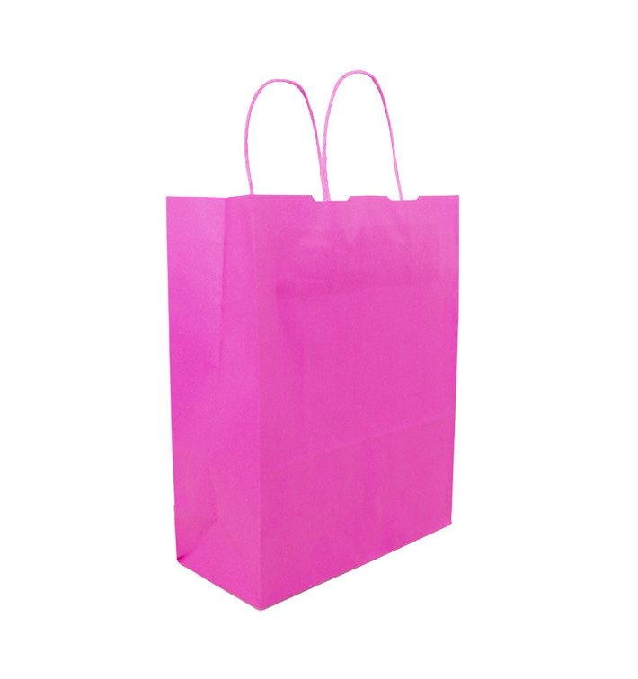 Buste Shopper in Carta Fucsia 100g/m² 25+11x31cm (200 Pezzi)