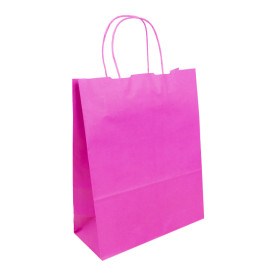 Buste Shopper in Carta Fucsia 100g/m² 25+11x31cm (200 Pezzi)