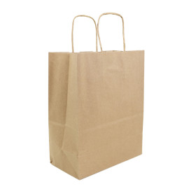 Buste Shopper in Carta Marrone 100g/m² 22+11x27cm (250 Pezzi)