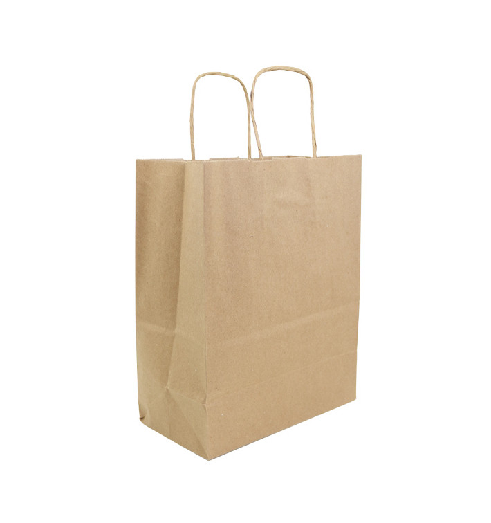 Buste Shopper in Carta Marrone 100g/m² 22+11x27cm (25 Pezzi)