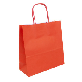 Buste Shopper in Carta Rosso 100g/m² 22+9x23cm (25 Pezzi)