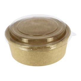 Contenitori di Carta Kraft-Kraft + Coperchio RPET 38 Oz/1140ml (25 Pezzi)