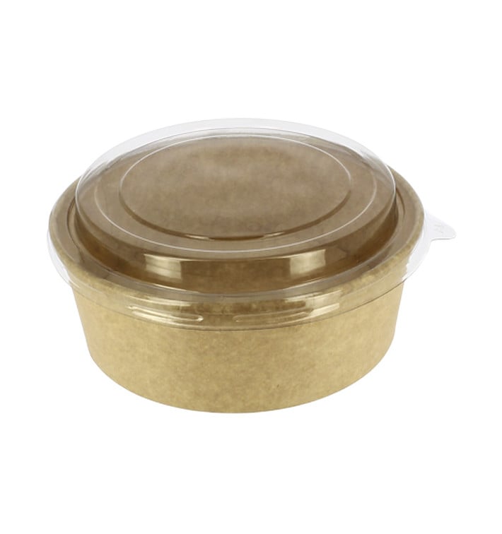 Contenitori di Carta Kraft-Kraft + Coperchio RPET 38 Oz/1140ml (25 Pezzi)