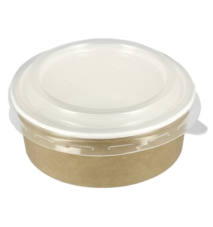 Contenitori di Carta Kraft Con Coperchio PP 19 Oz/550ml (250 Pezzi) Contenitori di Carta Kraft Con Coperchio PP 19 Oz/550ml (250 Pezzi)