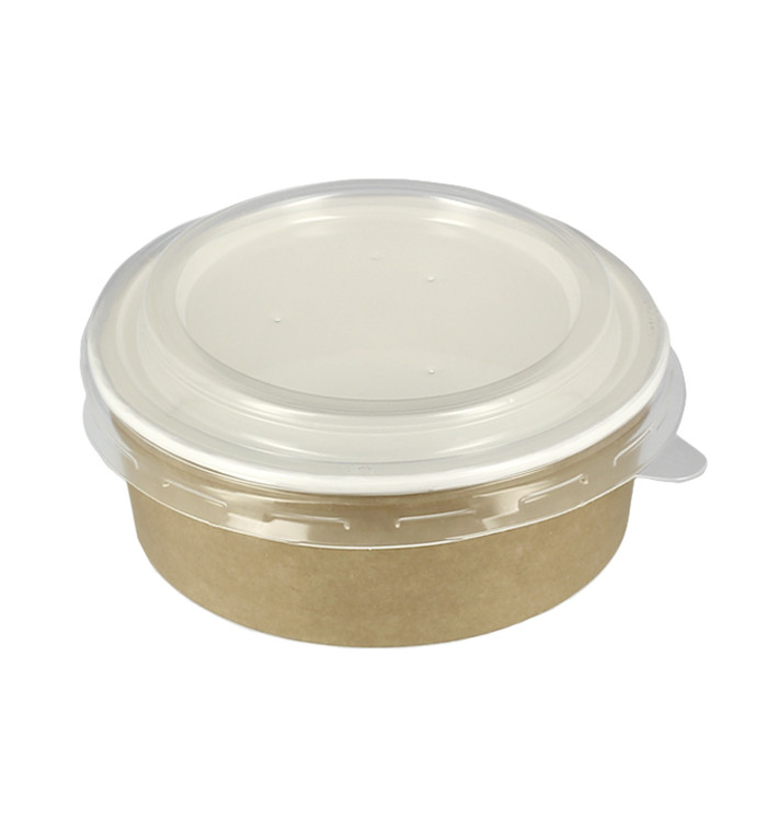 Contenitori di Carta Kraft Con Coperchio PP 19 Oz/550ml (250 Pezzi) Contenitori di Carta Kraft Con Coperchio PP 19 Oz/550ml (250 Pezzi)