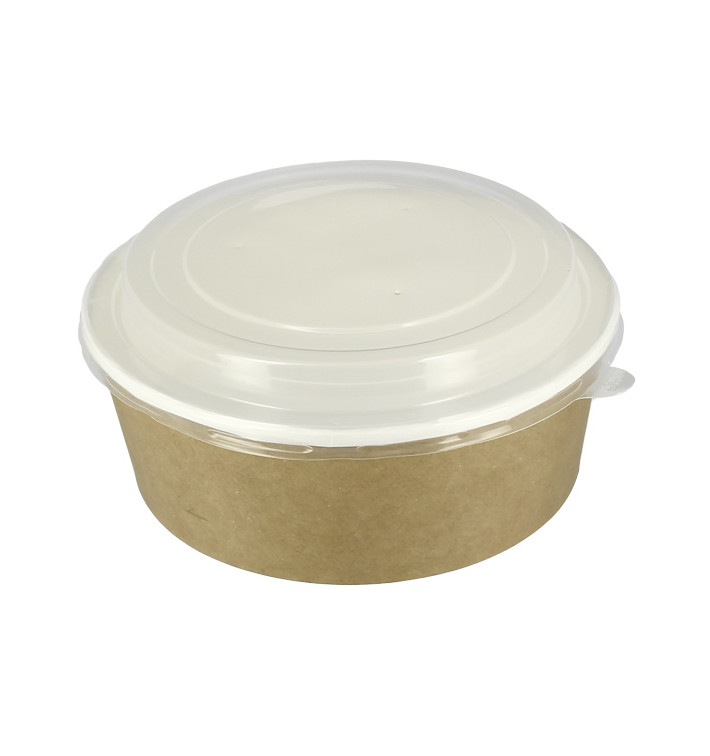 Contenitori di Carta Kraft Con Coperchio PP 38 Oz/1140ml (100 Pezzi) Contenitori di Carta Kraft Con Coperchio PP 38 Oz/1140ml (100 Pezzi)