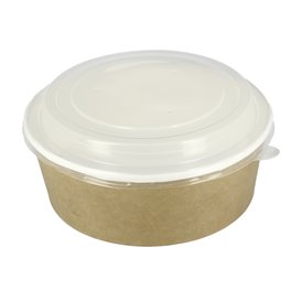 Contenitori di Carta Kraft Con Coperchio PP 33Oz/1000ml (100 Pezzi)