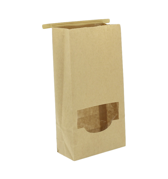 Sacchetto di Carta con chiusura e finestra 12+6x23,5cm (50 Pezzi) Sacchetto di Carta con chiusura e finestra 12+6x23,5cm (50 Pezzi)