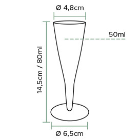 Calice Premium Plastica a Champagne o Vino 80 ml 2P (20 Pezzi)