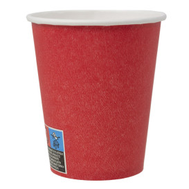 Bicchiere di Carta Senza Plastica 9 Oz/250ml "Colorati" Rosso Ø8,0cm (20 Pezzi)