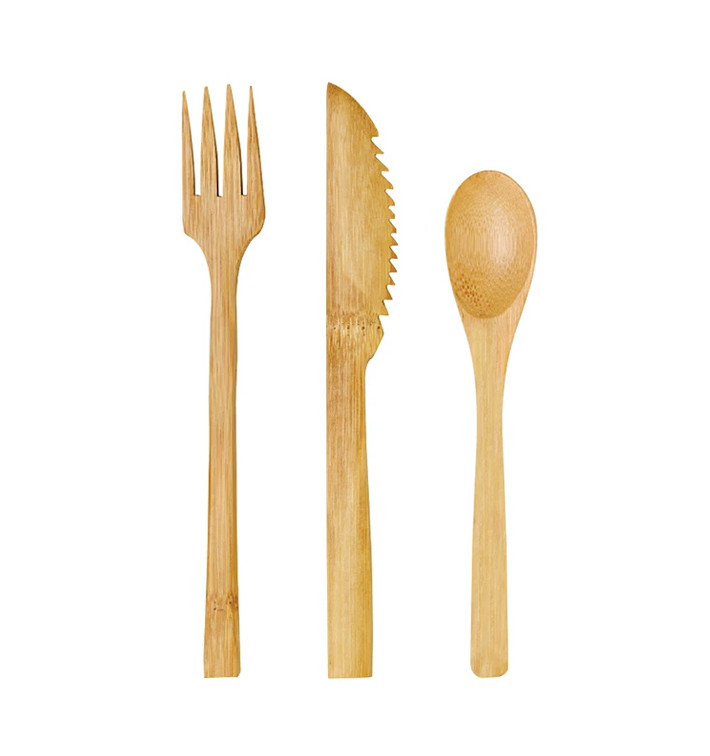 Set Posate Bambu Forchetta, Coltello e Cucchiaio (250 Pezzi) Set Posate Bambu Forchetta, Coltello e Cucchiaio (250 Pezzi)