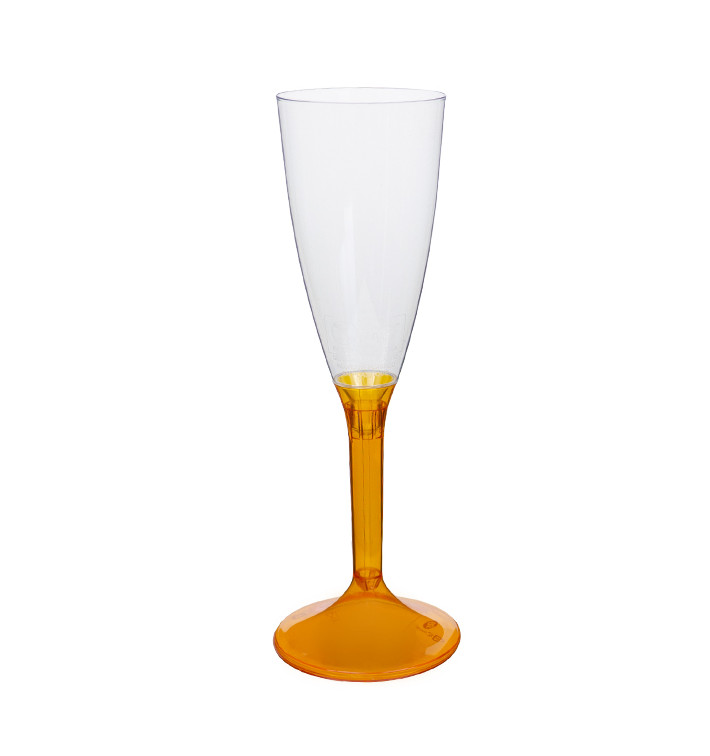 Calice Plastica Flute Gambo Arancio Transp. 120ml 2P (20 Pezzi) Calice Plastica Flute Gambo Arancio Transp. 120ml 2P (20 Pezzi)