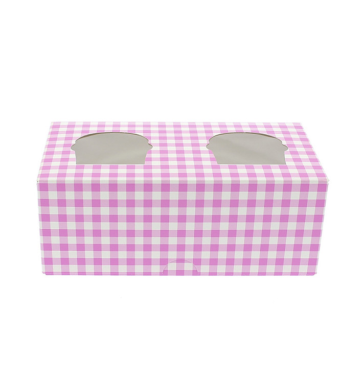 Scatola 2 Cupcakes con Inserto 19,5x10x7,5cm Rosa (20 Pezzi) Scatola 2 Cupcakes con Inserto 19,5x10x7,5cm Rosa (20 Pezzi)