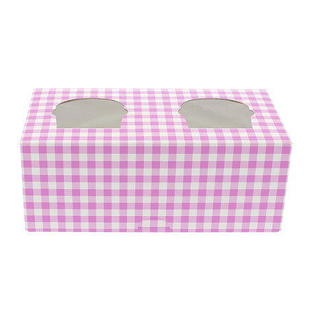 Scatola 2 Cupcakes con Inserto 19,5x10x7,5cm Rosa (160 Pezzi)