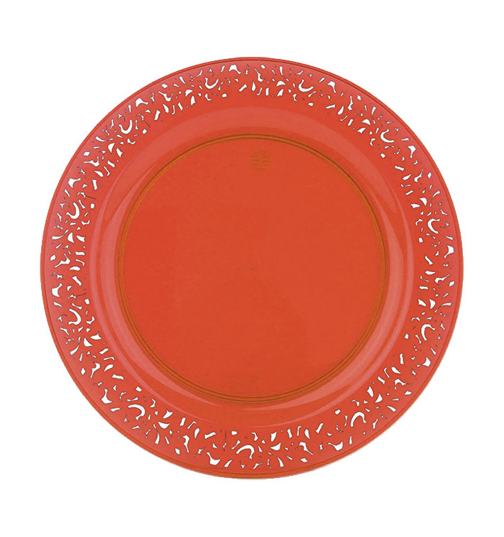 Piatto Plastica Tondo Rigida "Lace" Arancione 23cm (4 Pezzi) Piatto Plastica Tondo Rigida "Lace" Arancione 23cm (4 Pezzi)