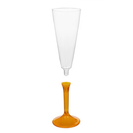 Calice Plastica Flute Gambo Arancione Transp. 160ml 2P (20 Pezzi)