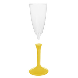 Calice Plastica Flute Gambo Giallo 120ml 2P (20 Pezzi)