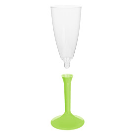 Calice Plastica Flute Gambo Verde Pistacchio 120ml 2P (20 Pezzi)