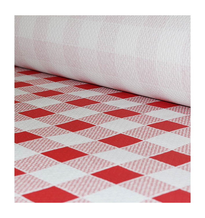 Tovaglia di Carta Rotolo Quadro Rossos 1x100m. 40g (6 Pezzi) Tovaglia di Carta Rotolo Quadro Rossos 1x100m. 40g (6 Pezzi)