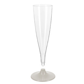 Flute Plastica PS Riutilizzabile Gambo Grigio 140ml 2P (6 Pezzi)