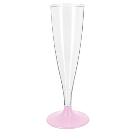 Flute Plastica PS Riutilizzabile Gambo Rosa 140ml 2P (48 Pezzi)