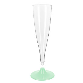 Flute Plastica PS Riutilizzabile Gambo Verde 140ml 2P (48 Pezzi)
