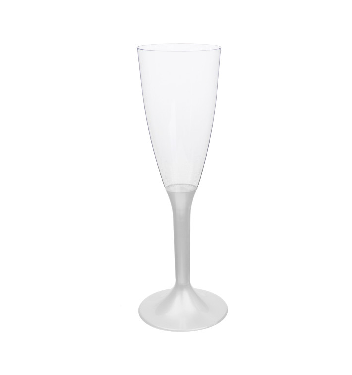 Calice Plastica Flute Gambo Bianco Perlato 120ml 2P (20 Pezzi) Calice Plastica Flute Gambo Bianco Perlato 120ml 2P (20 Pezzi)