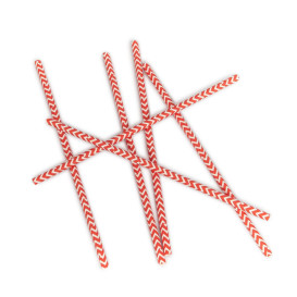 Cannucce Carta Dritta Rosso Bianco Ø6mm 20cm (100 Pezzi)