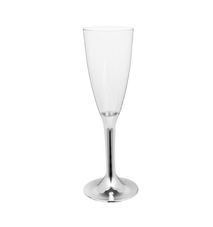 Calice Plastica Flute Gambo Argento Cromo 120ml 2P (20 Pezzi) Calice Plastica Flute Gambo Argento Cromo 120ml 2P (20 Pezzi)