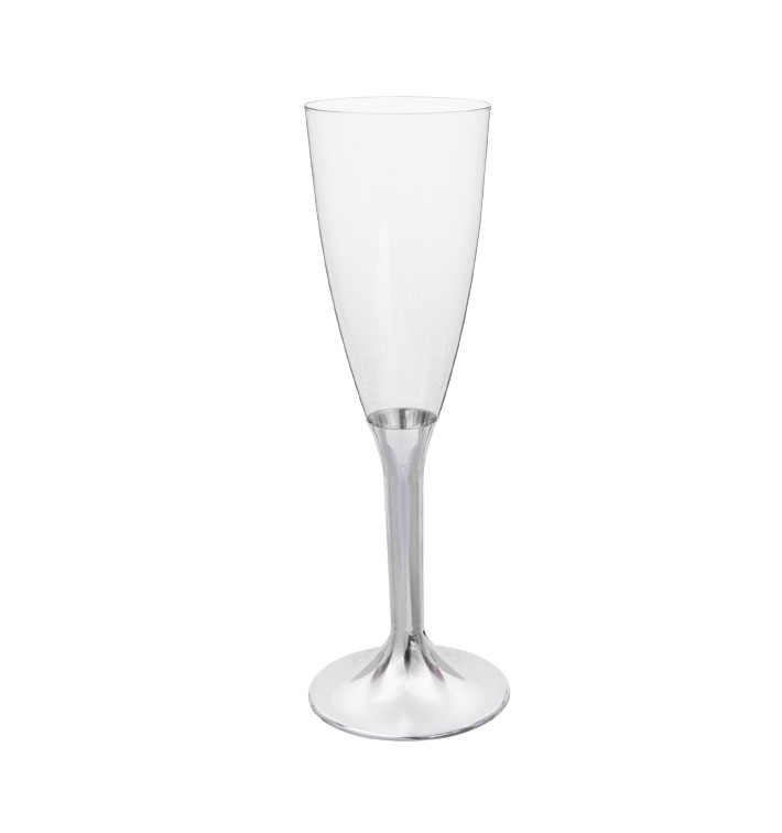 Calice Plastica Flute Gambo Nikel Cromo 120ml 2P (20 Pezzi) Calice Plastica Flute Gambo Nikel Cromo 120ml 2P (20 Pezzi)