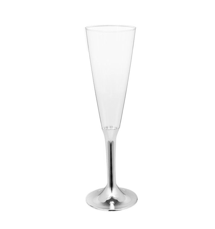 Calice Plastica Flute Gambo Argento Cromato 160ml 2P (200 Pezzi) Calice Plastica Flute Gambo Argento Cromato 160ml 2P (200 Pezzi)