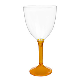 Calice Plastica Vino Gambo Arancio Transp. 300ml 2P (20 Pezzi)