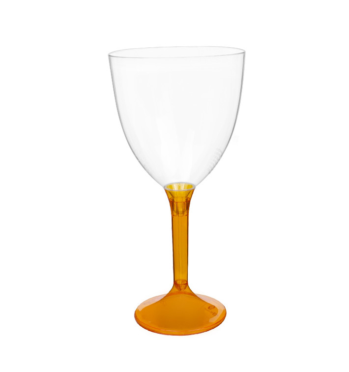 Calice Plastica Vino Gambo Arancio Transp. 300ml 2P (20 Pezzi)