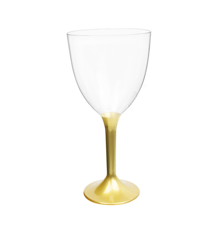 Calice Riutilizzabile PS Cristal Piede Oro Vino 300ml 2P (20 Pezzi)