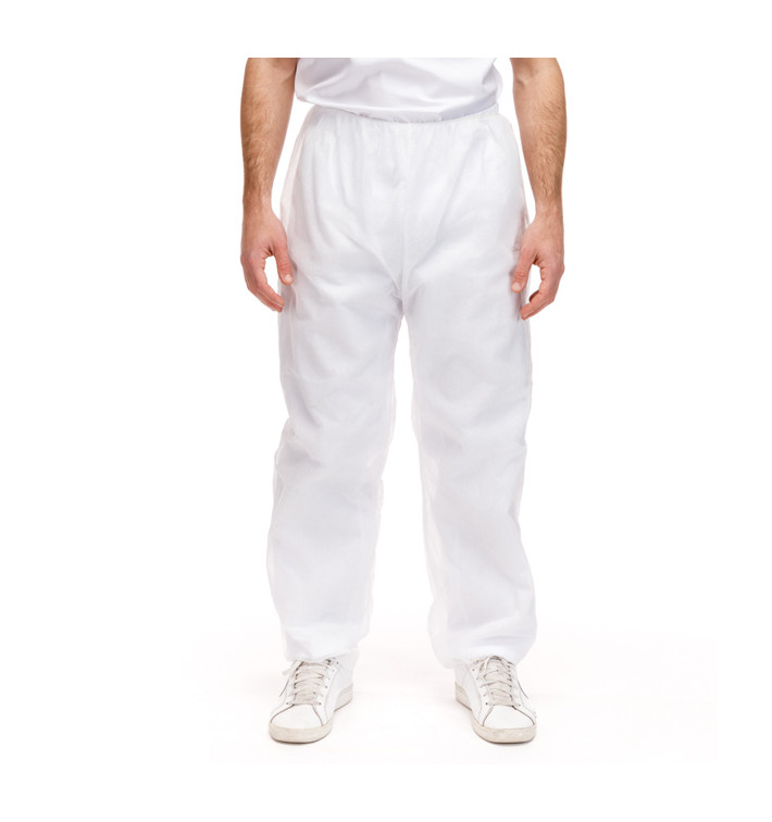 Pantalone Industriale in TNT di PP Bianco 30gr. (1 Pezzo) Pantalone Industriale in TNT di PP Bianco 30gr. (1 Pezzo)