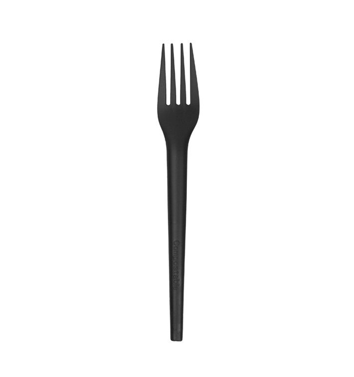 Forchetta Biodegradabile CPLA Nero 17cm (1.000 Pezzi) Forchetta Biodegradabile CPLA Nero 17cm (1.000 Pezzi)