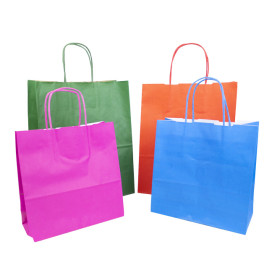 Buste Shopper in Carta Verde 80g/m² 26+14x32cm (50 Pezzi)