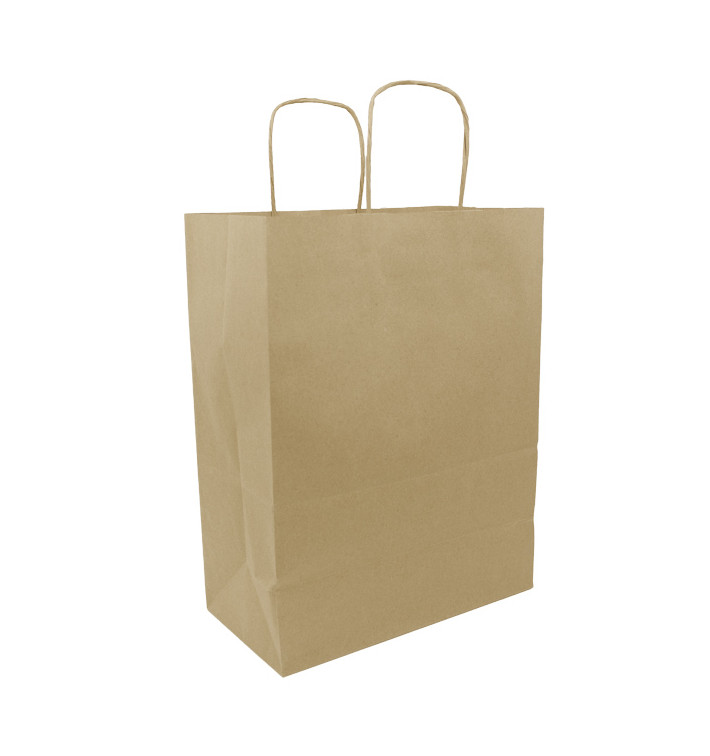 Buste Shopper in Carta Marrone 100g/m² 25+13x33cm (200 Pezzi)