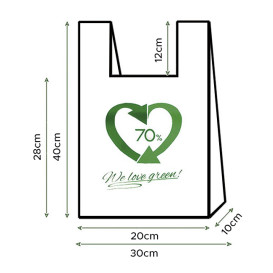 Sacchetto di Plastica Canottiera 70% Riciclato 30x40cm 50µm (1.500 Pezzi)